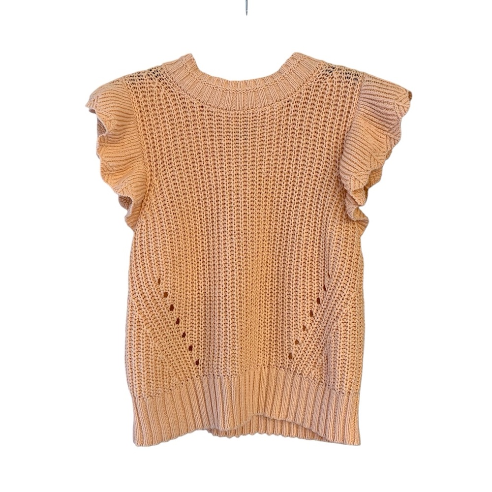 Universal Thread Women's Crew Neck Flutter Sleeve Sweater - Peach Ladies Medium